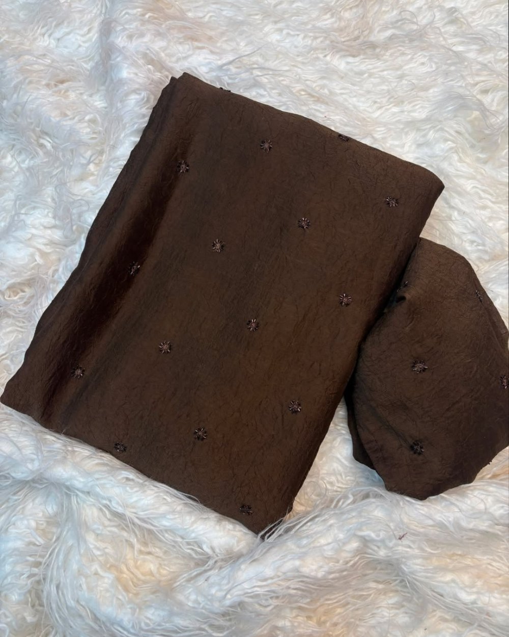 chocolate brown work saree